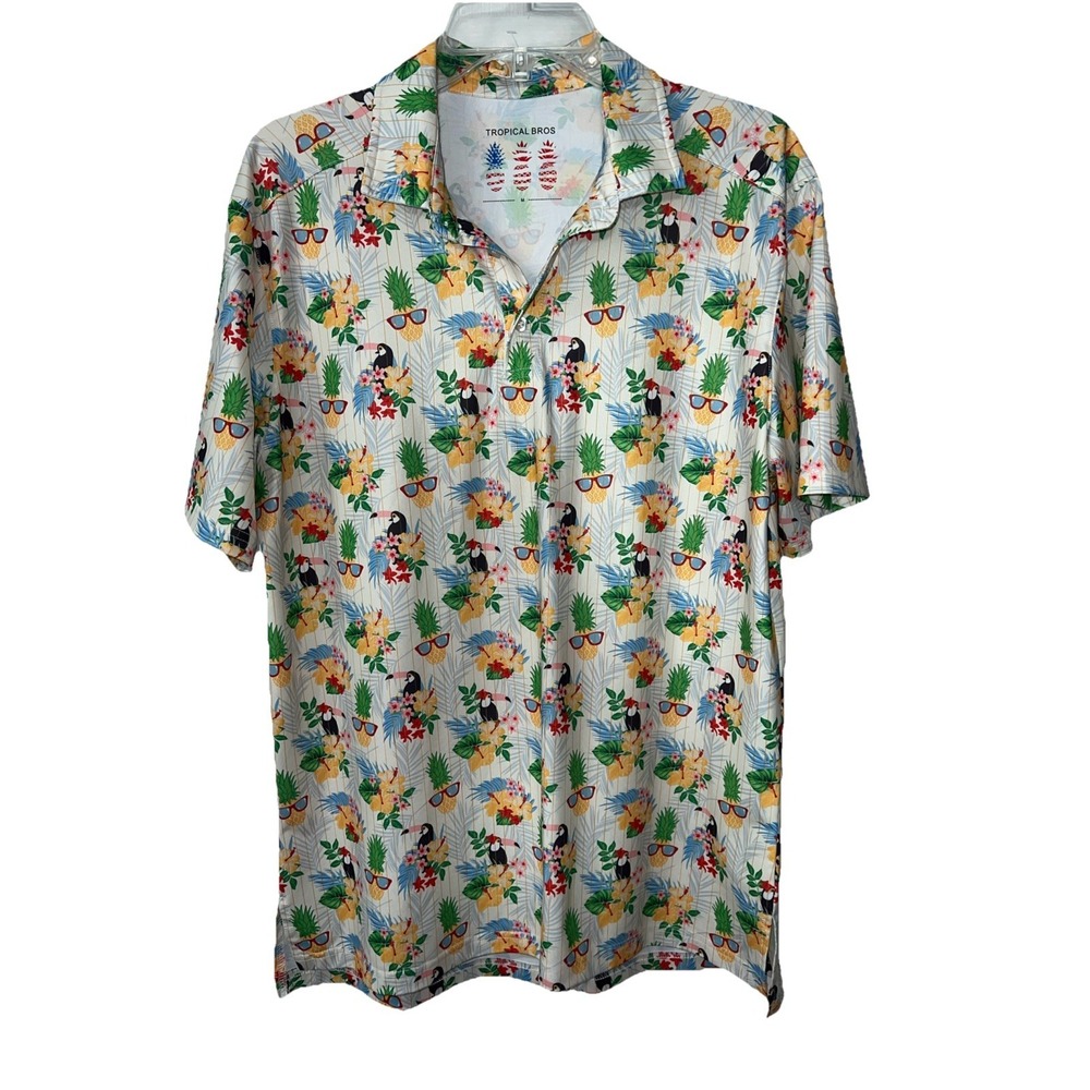 Tropical Bros Men's Pineapple Jammin Everyday Polo Size Medium Tropical